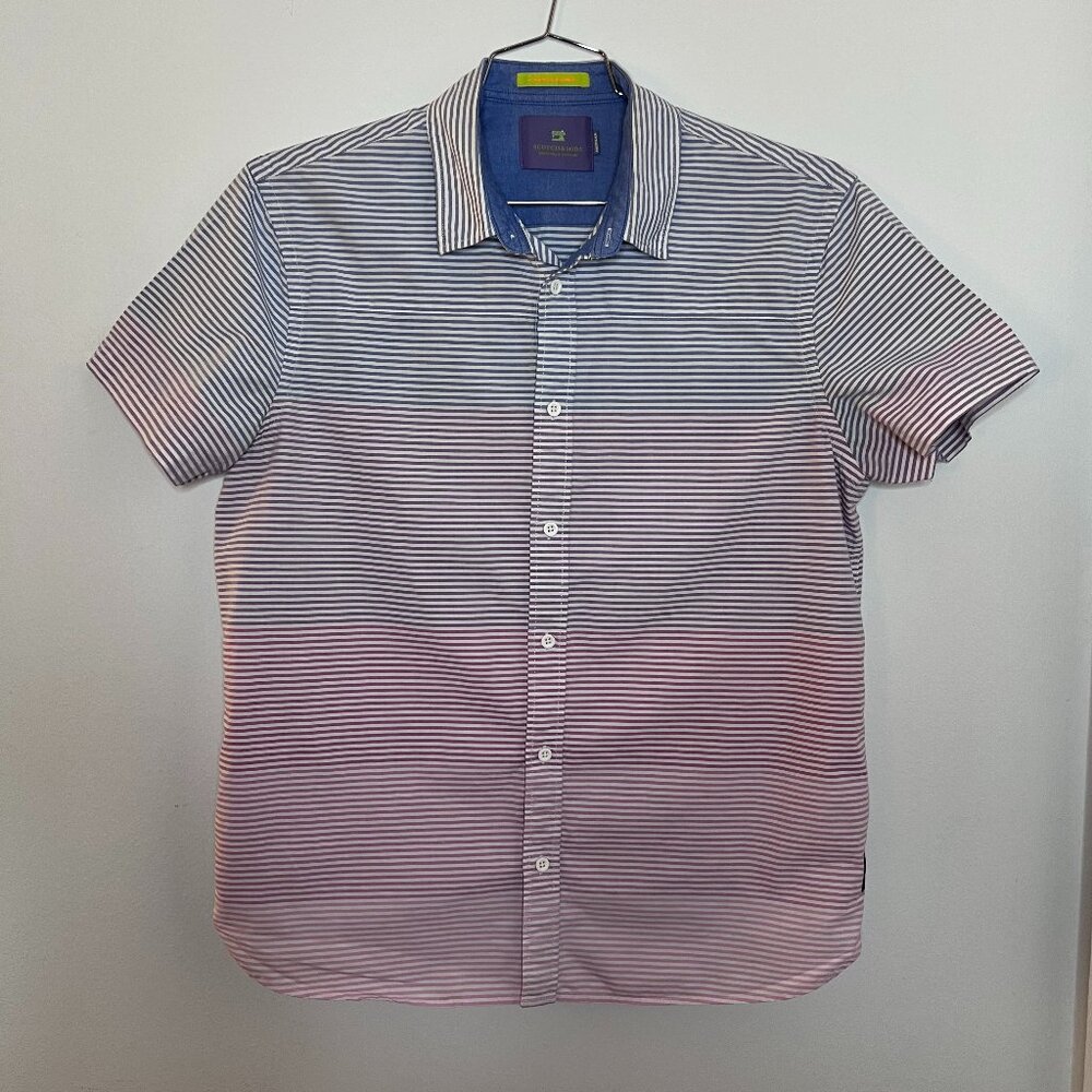 Scotch & Soda Gradient Stripe S/S Buttoned Down Shirt - Sz. L